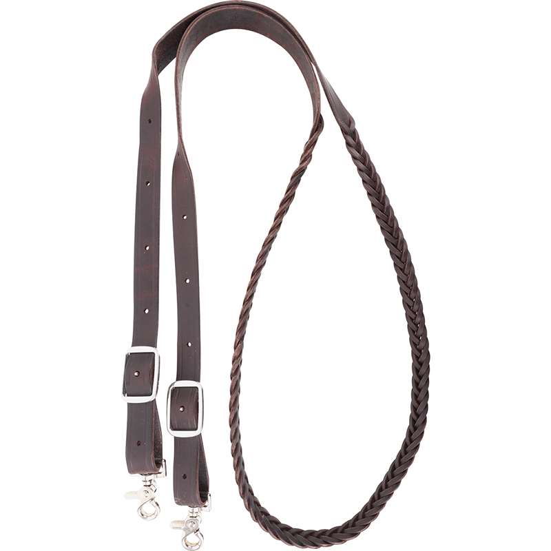 Martin Saddlery Latigo Braided 5-Strand Roping Rein 7/8-inch Thick Buckle Snap Ends