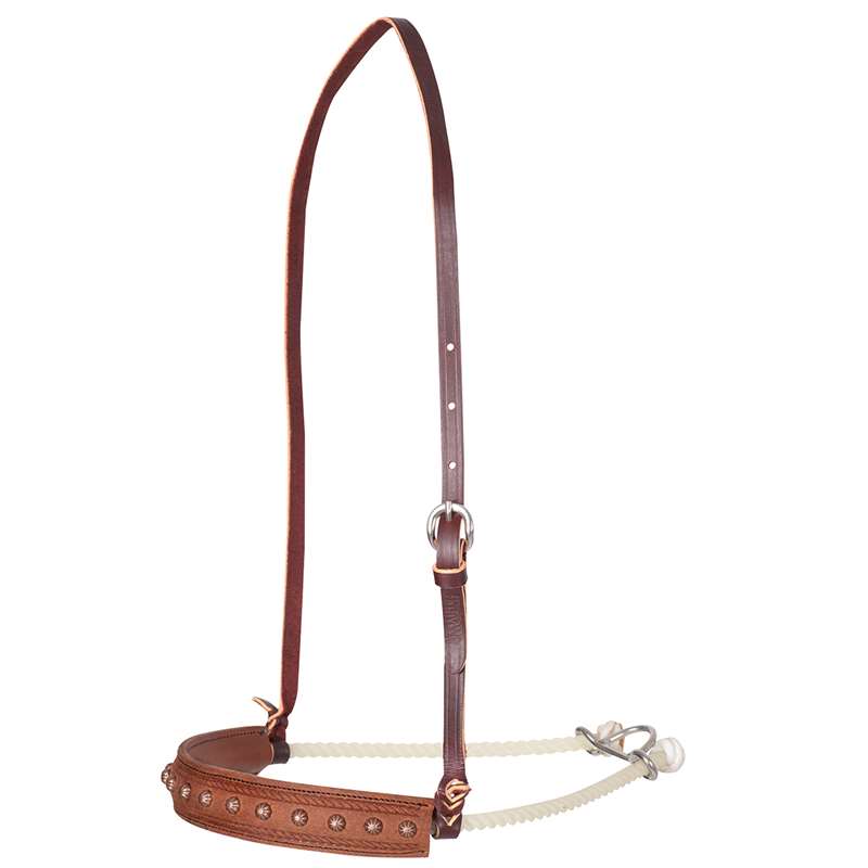 Martin Saddlery Single Rope Noseband with Copper Dots and Rope Border Tooling