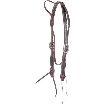 Martin Saddlery Doubled Latigo Cowboy Slit Ear Headstall with Throatlatch