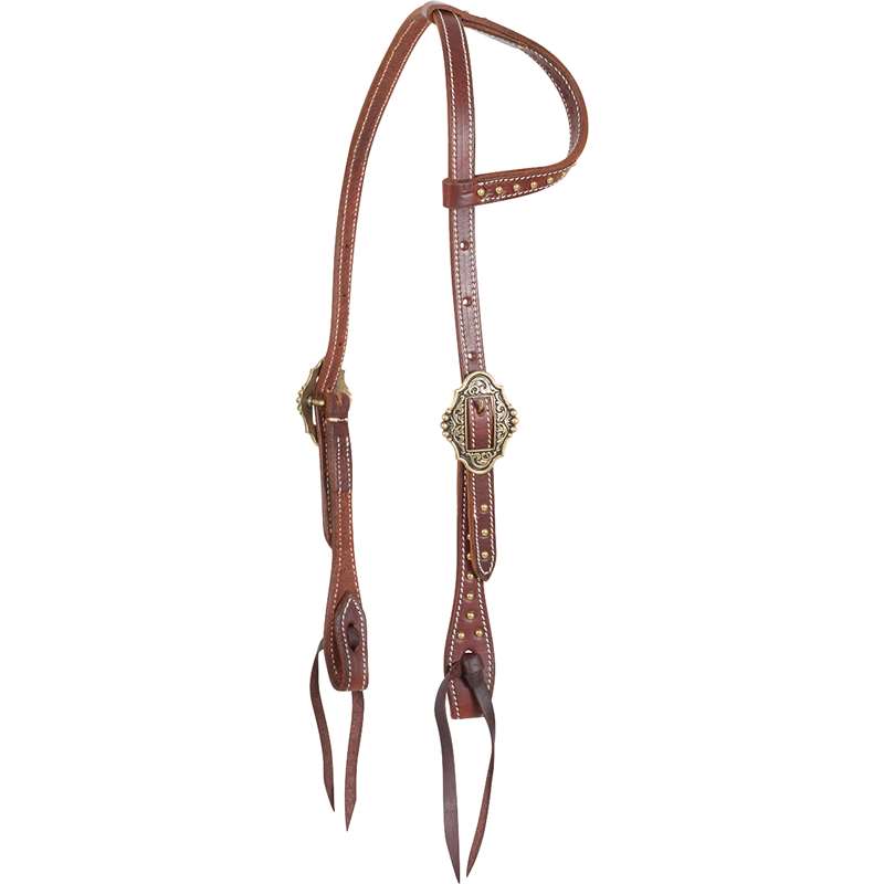 Martin Saddlery Slip Ear Headstall with Brass Scallop Buckles