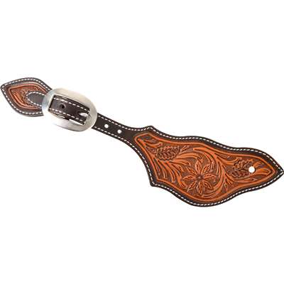 Martin Saddlery Rancher Spurstraps with Dyed Edge and Desert Flower Tooling