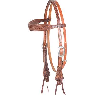 Martin Saddlery Weathered Antique Browband Headstall with Mini Basket Tooling