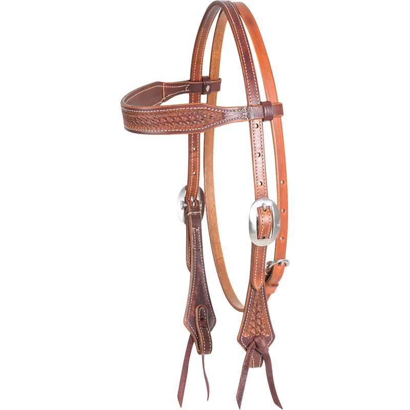 Martin Saddlery Weathered Antique Browband Headstall with Mini Basket Tooling