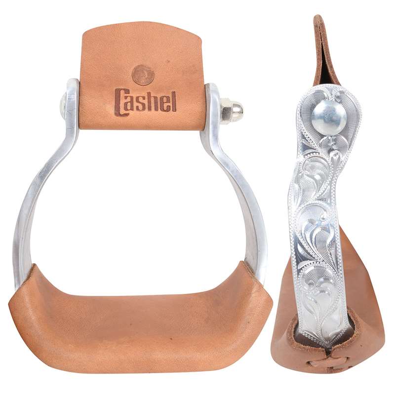 Cashel Aluminum Engraved Youth Slanted Stirrup 2-inch Deep