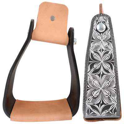 Cashel Aluminum Black Engraved Slanted Stirrup 3-inch Deep