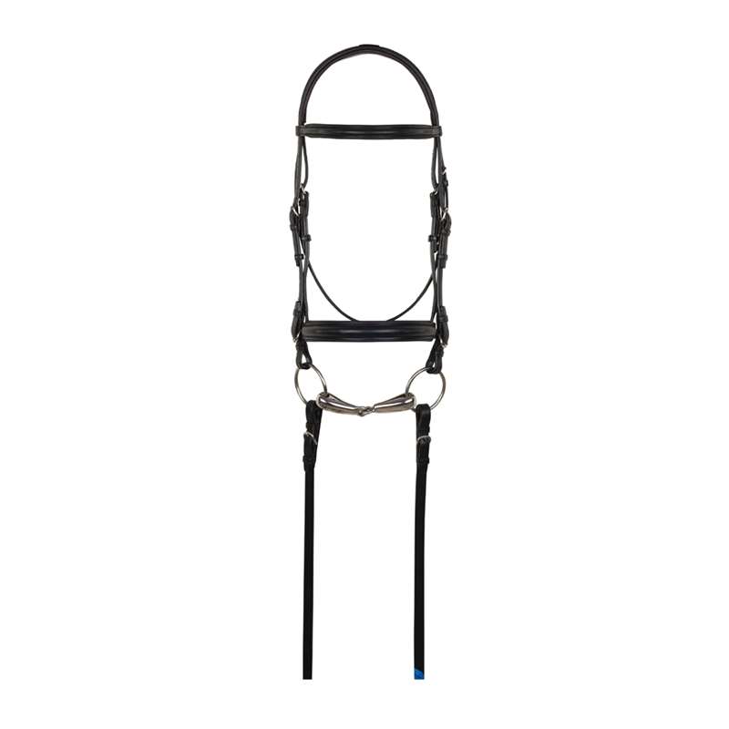 Dressage Bridle 1" Plain Raised with Leather Reins