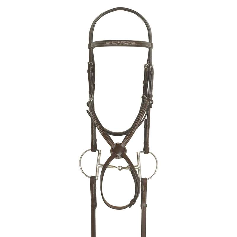 Ovation Elite Collection- Fancy Raised Traditional Crown Padded Figure-8 Bridle with BioGrip; Rubber Reins