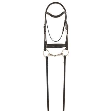 Camelot Gold; RCS; Snaffle Dressage Bridle with Crank Noseband and Reins