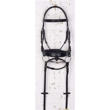 Wide Square Raised Dressage Bridle w/ Leather Rein