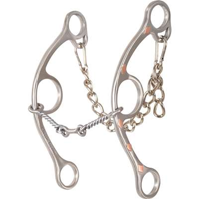 Classic Equine Sherry Cervi Diamond4 Shank Gag Barrel Bit with Small Twisted Wire Dogbone