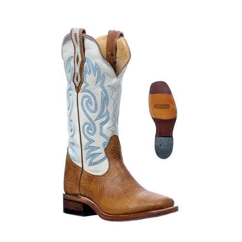 Boulet Ladies Old Town Yellow Lucious Bone Western Stockman Heel Boot