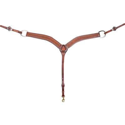 Martin Saddlery 2-inch Weathered Antique Breastcollar with Mini Basket Tooling and Beaded Scroll Buckles