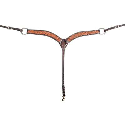 Martin Saddlery 2-inch Dyed Edge Breastcollar with Floral Tooling