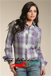 Cruel Girl Purple Plaid Long Sleeve Arena Cut Shirt