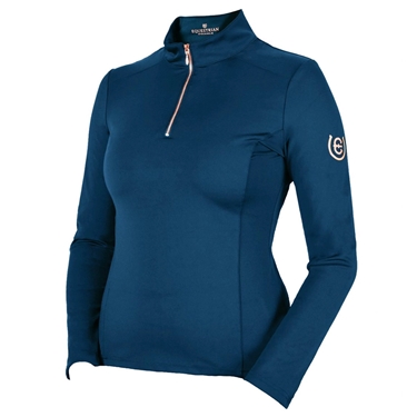 Equestrian Stockholm Vision Performance 1/4 Zip Riding Top in Monaco Blue