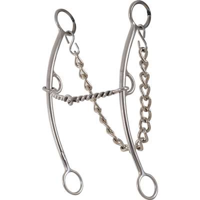 Classic Equine Carol Goostree Pickup Shank Gag Barrel Bit with Twisted Wire