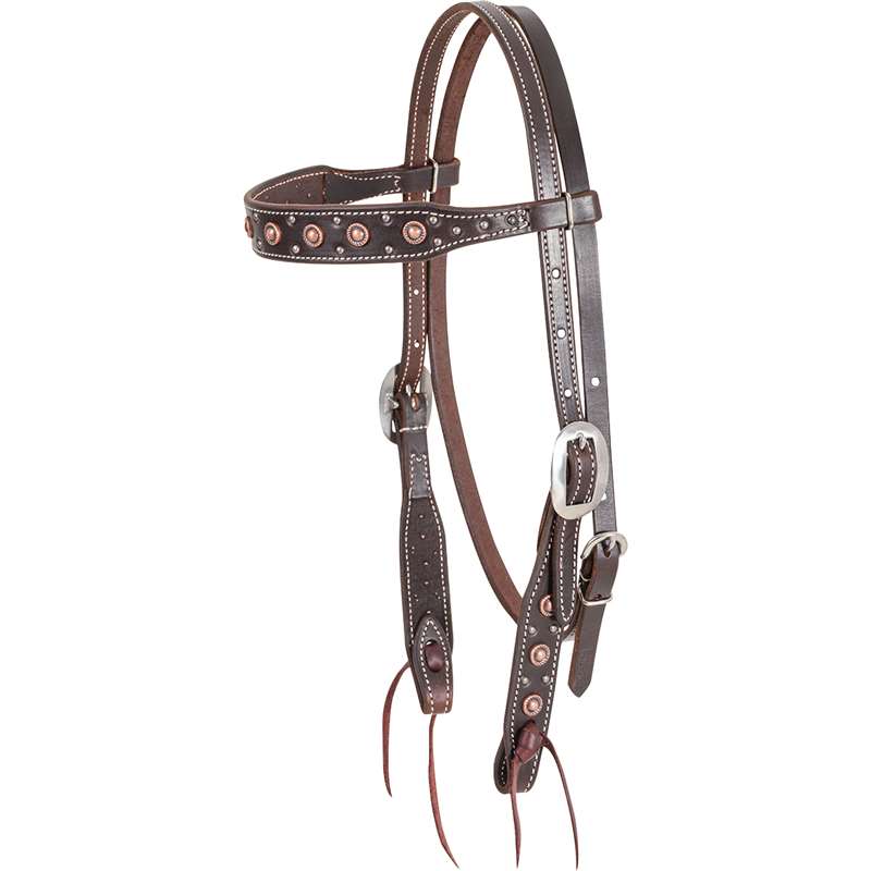 Martin Saddlery Browband Headstall with Rope Edge Antique Copper Dots