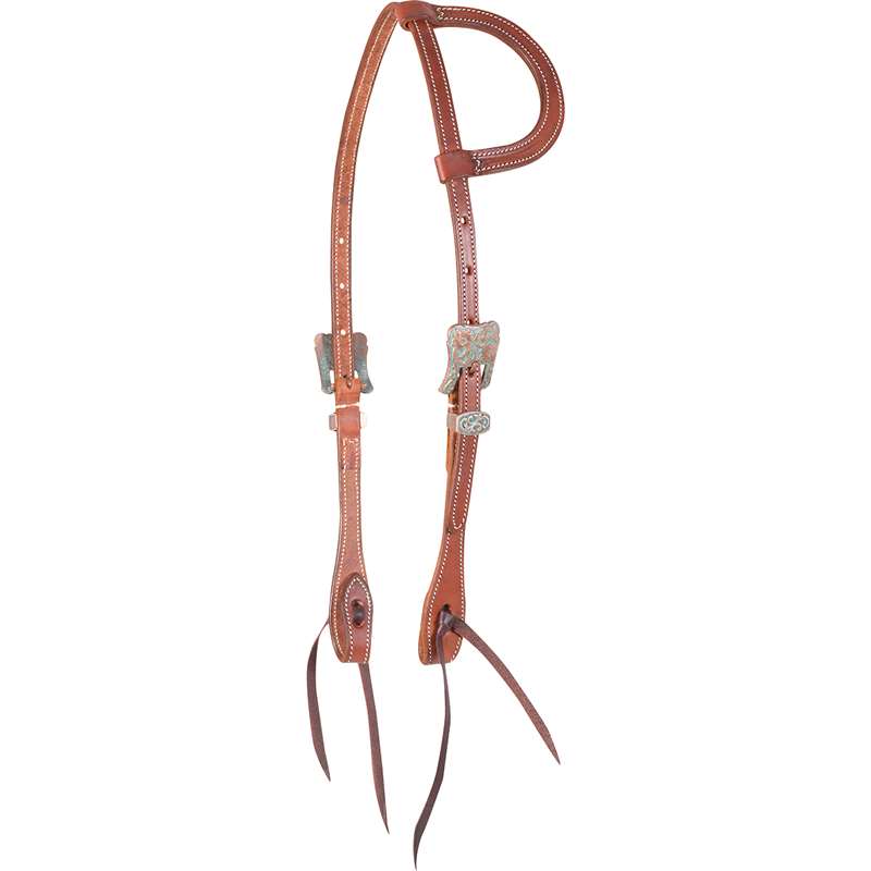 Martin Saddlery Slip Ear Headstall with Copper-Turquoise Buckles