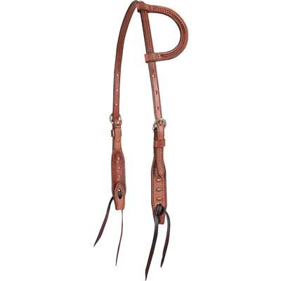 Martin Saddlery Slip Ear Headstall with Copper Dots and Rope Tooling