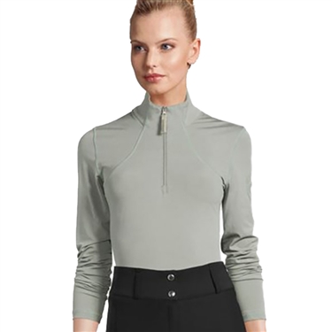 PS Of Sweden Alessandra Long Sleeve Half Zip Equestrian Riding Base Layer in Thyme