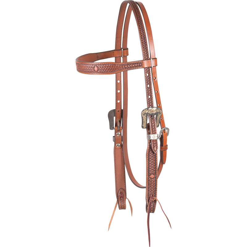 Cashel Browband Headstall with Antique Diamond Tooling