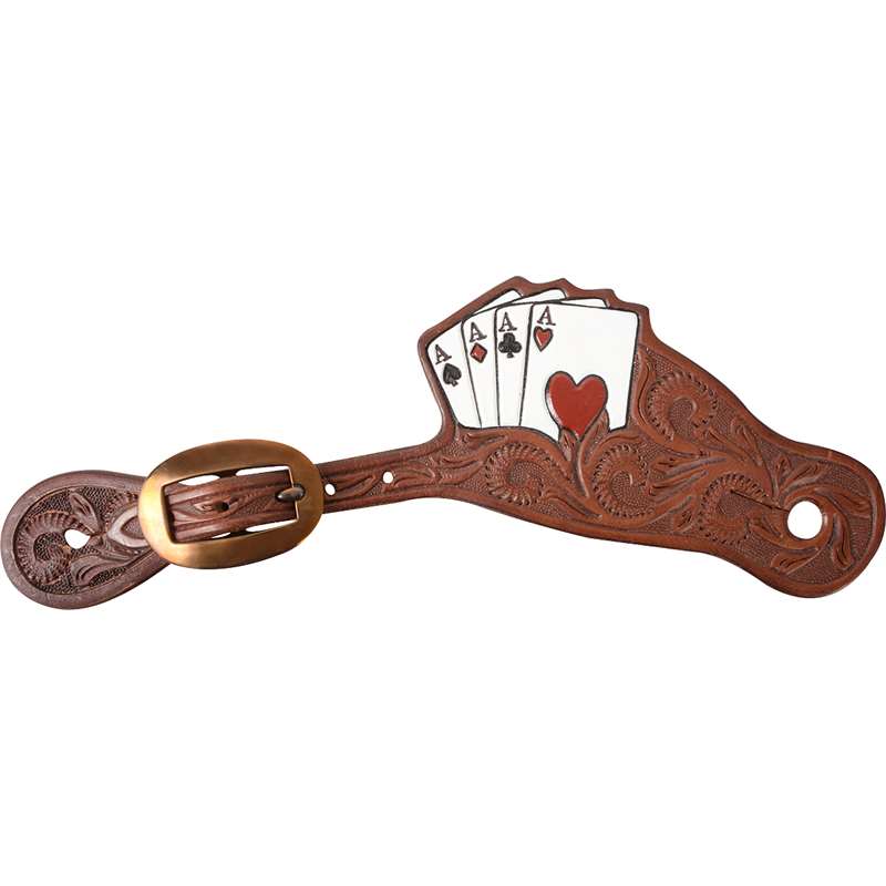 Martin Saddlery Tombstone Spurstraps with Card Suite Tooling