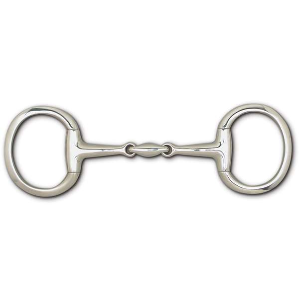 16mm Stainless Steel 3-Piece Snaffle Eggbutt - 3 1/2" Rings, Size: 4 3/4'', 5 1/2", 5", 6''