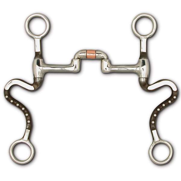 Antique and Stainless Steel - 7 1/2" Cheek Sweet Iron Low Port Correctional with Copper Roller Mouthpiece, Size: 5"