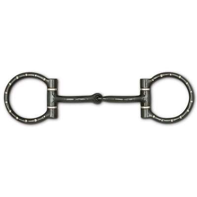 Black Satin Snaffle Mouthpiece with Copper Inlay, Heavy Black Satin Dee - 3 1/4" Rings, Size: 5"