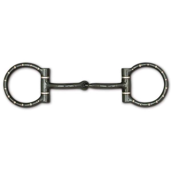 Black Satin Snaffle Mouthpiece with Copper Inlay, Heavy Black Satin Dee - 3 1/4" Rings, Size: 5"