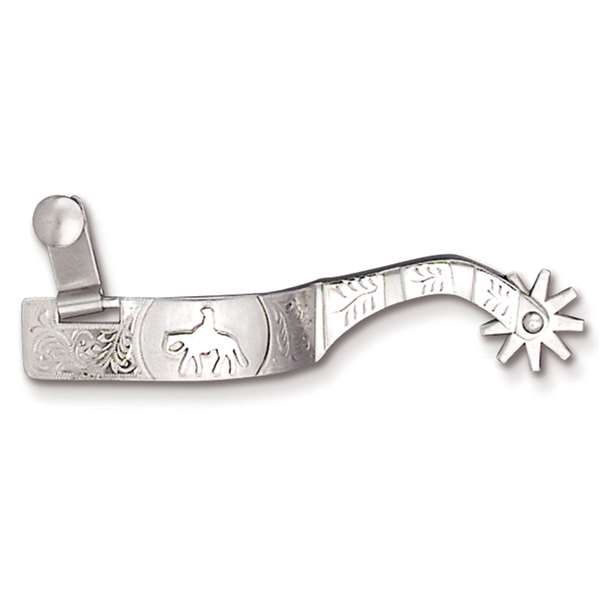 Men's Brushed Stainless Steel Western Pleasure Spur with Stainless Steel Trim - 1" Band - 2 7/8" Shank