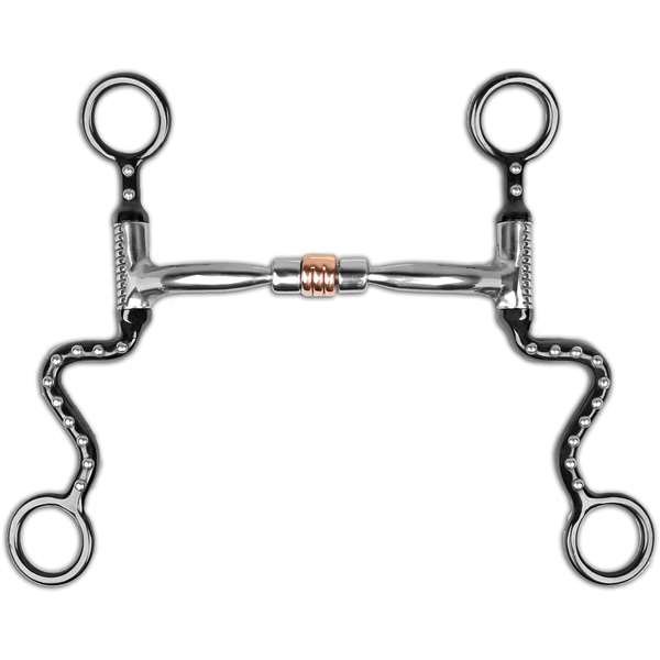 Myler Black Steel Seven Shank Comfort Snaffle with Copper Roller MB 03, Size: 5"