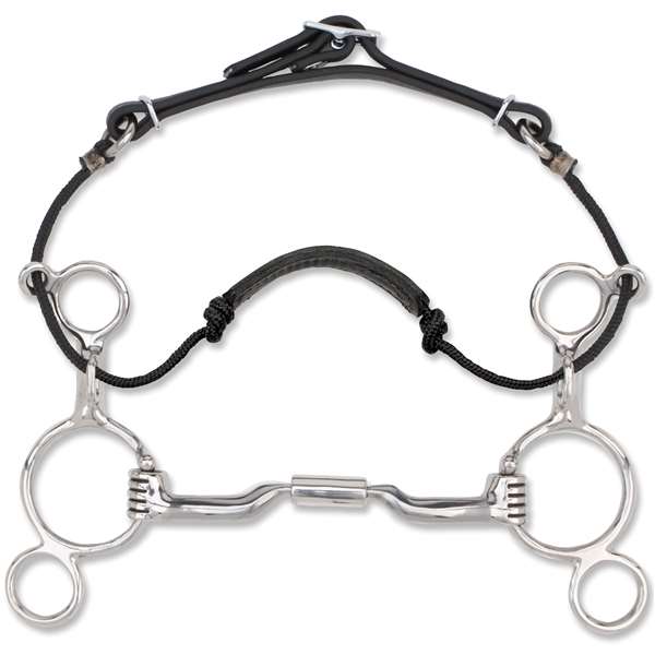 Myler 2-Ring Combination Bit 4 1/2", 4 3/4", 5" Rawhide Noseband Low Port Comfort Snaffle MB 04, Size: 4 1/2", 4 3/4", 5"