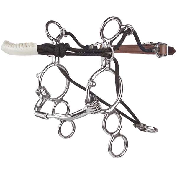Myler Gag Lynn McKenzie 3-Ring Combination Bit with Tie Down and Sweet Iron Low Port  MB 04, Level 2, Size 5"