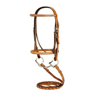Silverleaf Plain Raised Snaffle Bridle with Matching Reins