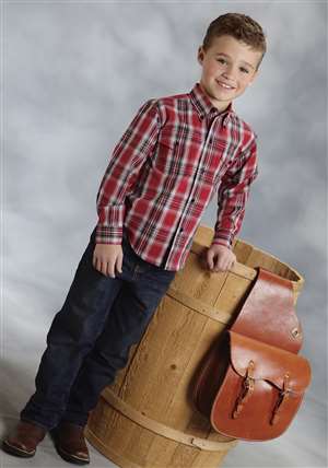 Amarillo Boys Red Long Sleeve Western Shirt