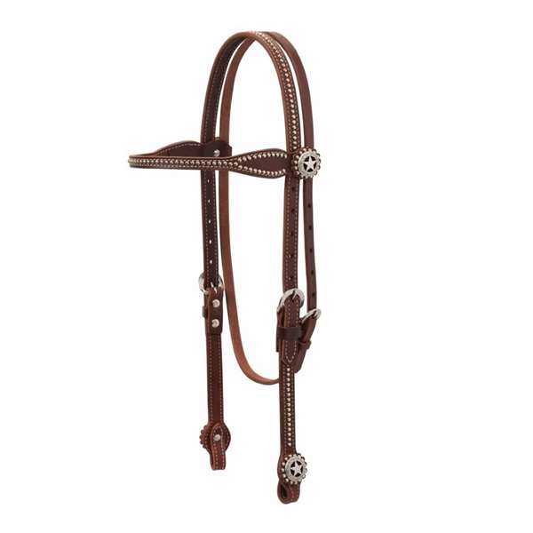  Texas Star Canyon Rose  Browband Headstall, Hermann Oak Harness Leather