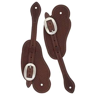 Basketweave Skirting Leather Spur Straps, Cowboy