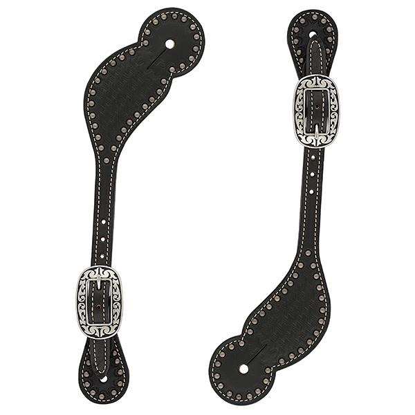 Basketweave Bridle Leather Spur Straps, Regular