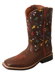 Twisted X Youth Top Hand NWS Toe - Brown/Arrow Cactus