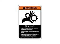 ANSI safety orange auto start / stop warning decals