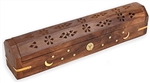 Wooden Incense Box, Crescent Moon Stars and Sun