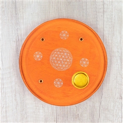 Wooden Incense Cone Plate, Flower of Life (Orange)