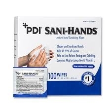 Sani-Hands Antimicrobial Wipes, 100 wipes per box