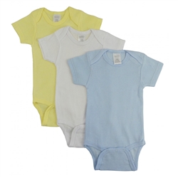 Bambini Boy's Rib Knit Pastel Short Sleeve Onezies, 3-Pack