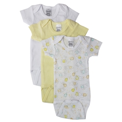 Bambini Bunny Variety Rib Knit Pastel Short Sleeve Onezies, 3-Pack