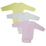 Girl's Rib Knit Pastel Long Sleeve Onezie, 3-Pack