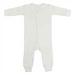 Bambini Union Suit Long Johns, Interlock White, 100% Cotton