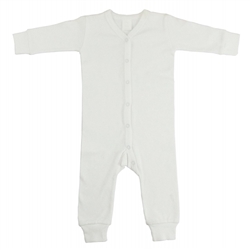 Bambini Union Suit Long Johns, Interlock White, 100% Cotton