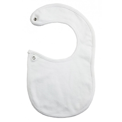 Interlock Infant Bib, 2-ply 100% Cotton, Wrap Around Snap, White